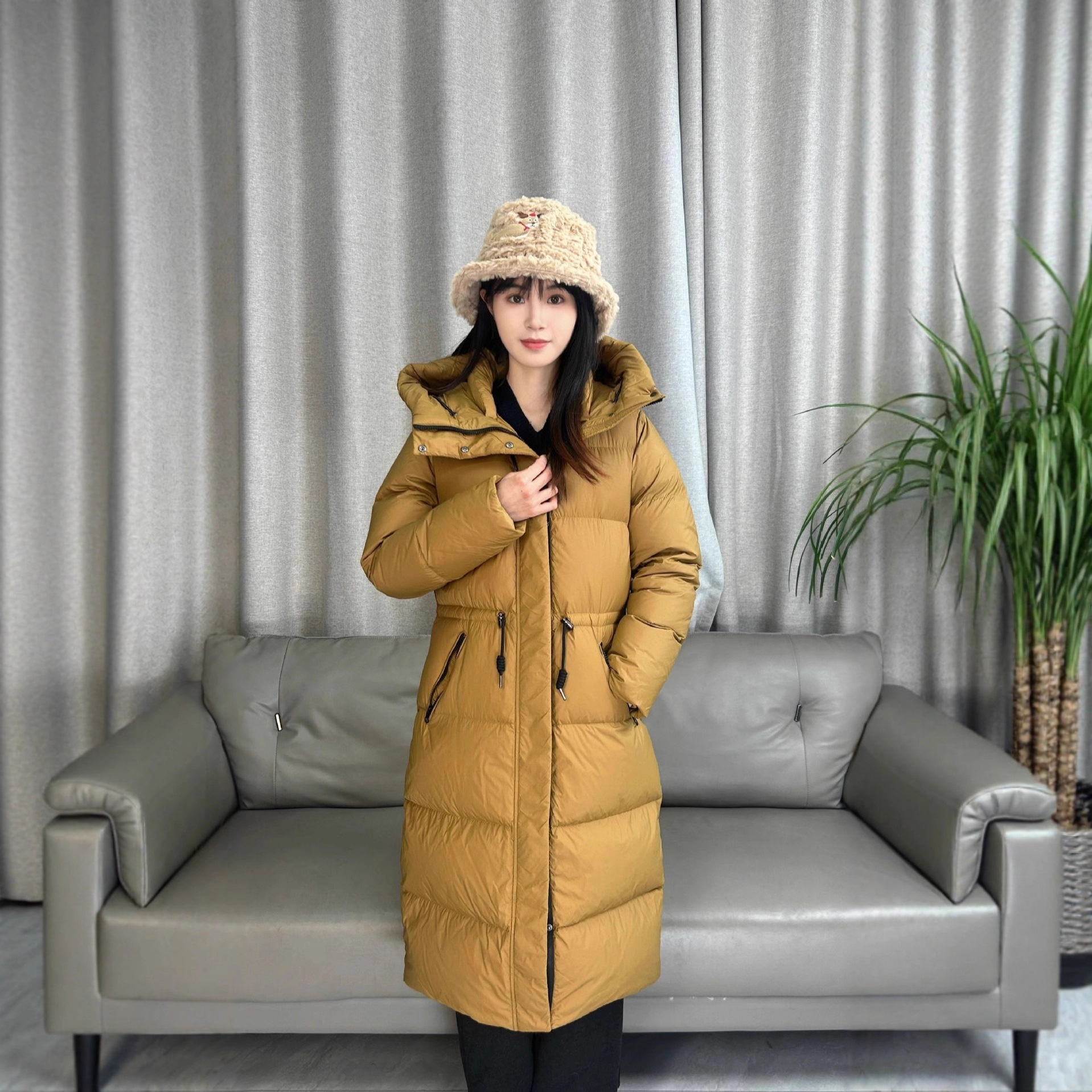 迈凯奇同款白鹅绒加厚长款泡芙鹅绒服抽绳显瘦羽绒服2025女冬季新