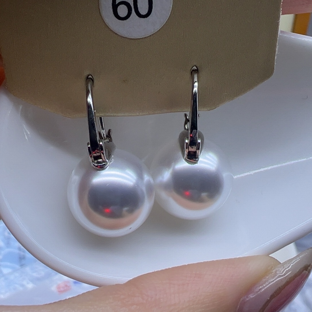 银S925镶嵌淡水珍珠耳饰
