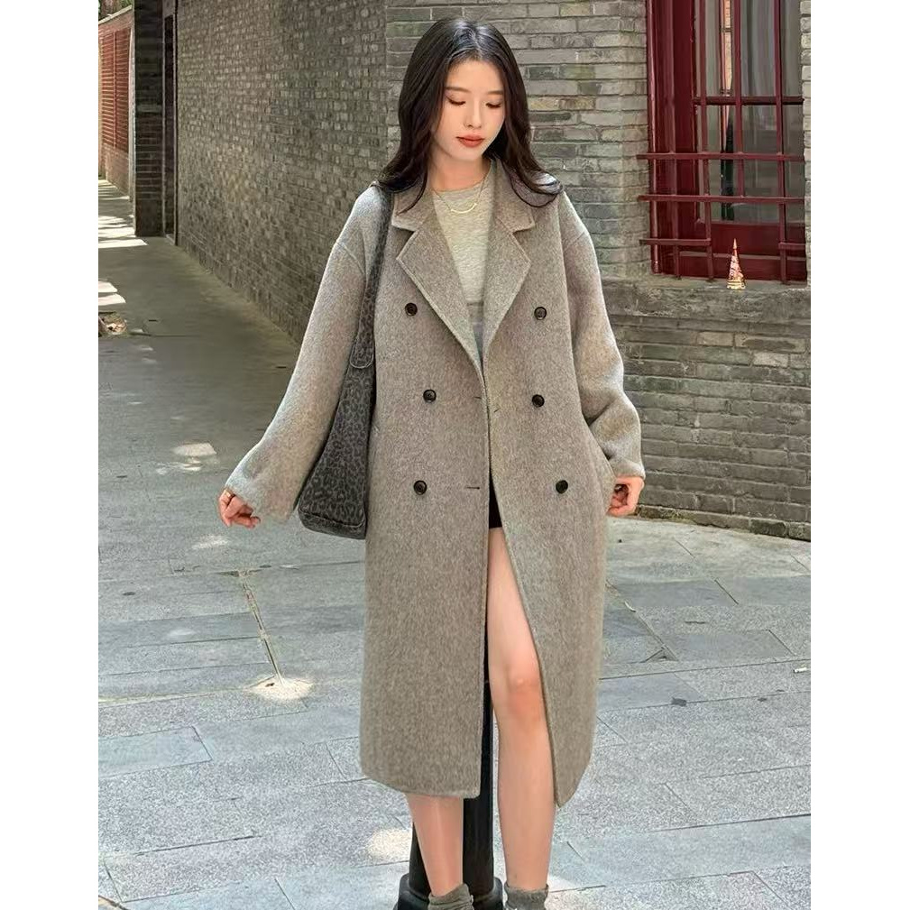 8160 M双面呢子大衣新款冬季韩系加厚高级感气质中长款大衣8234