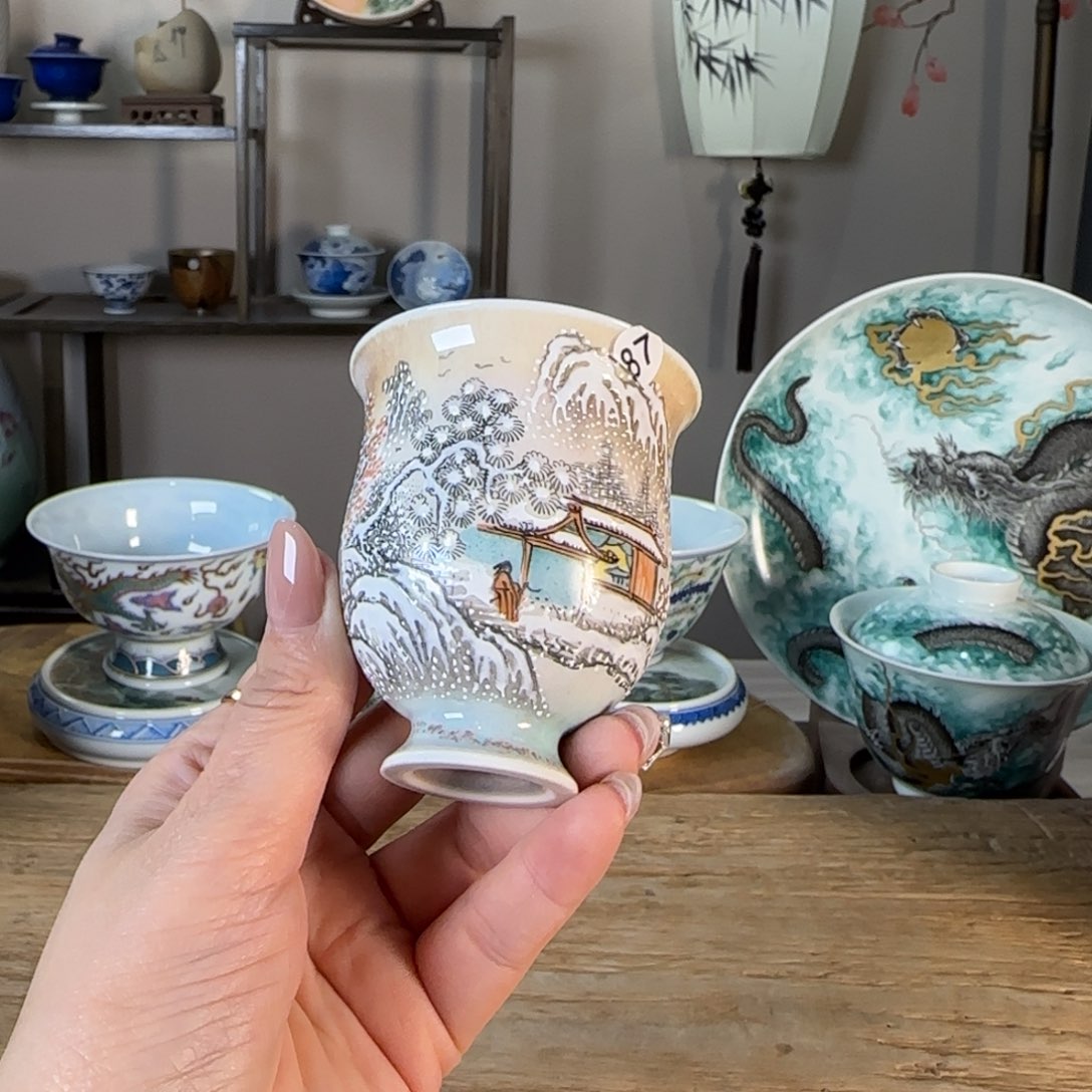 杯景德镇陶瓷柴烧多人