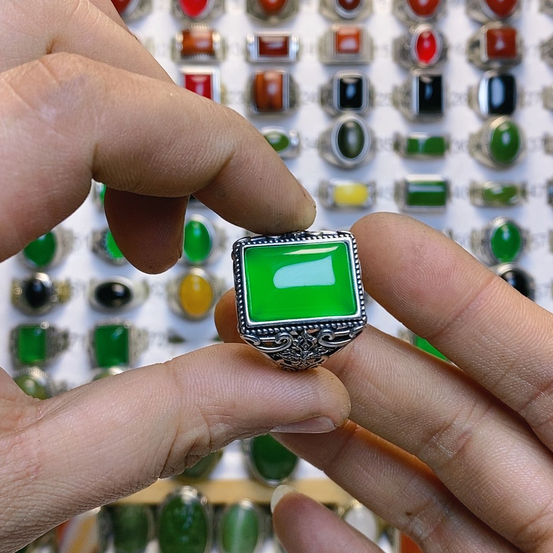 玛瑙/玉髓戒指银S925镶嵌天****客