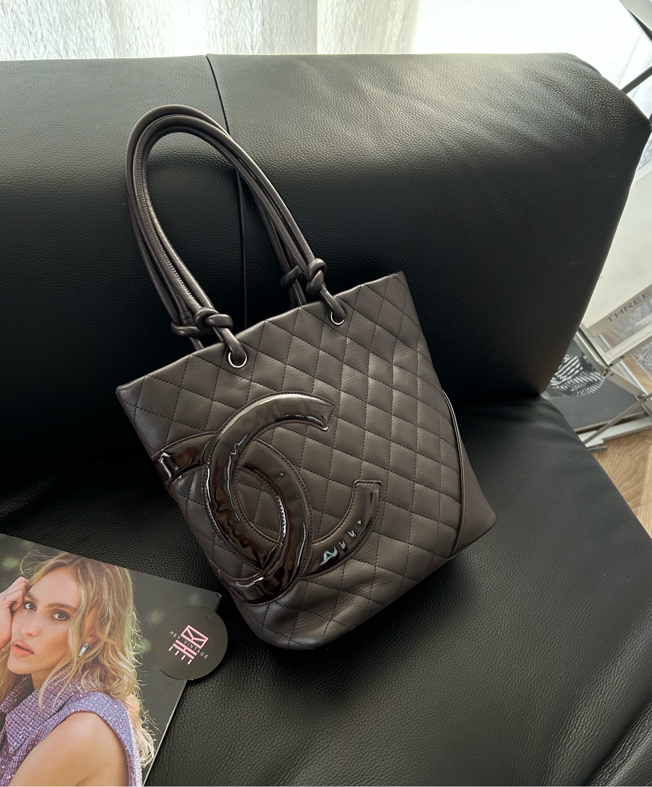 99新 Chanel/香奈儿 巧克力色康鹏菜篮子包 9开 22cm 11933234