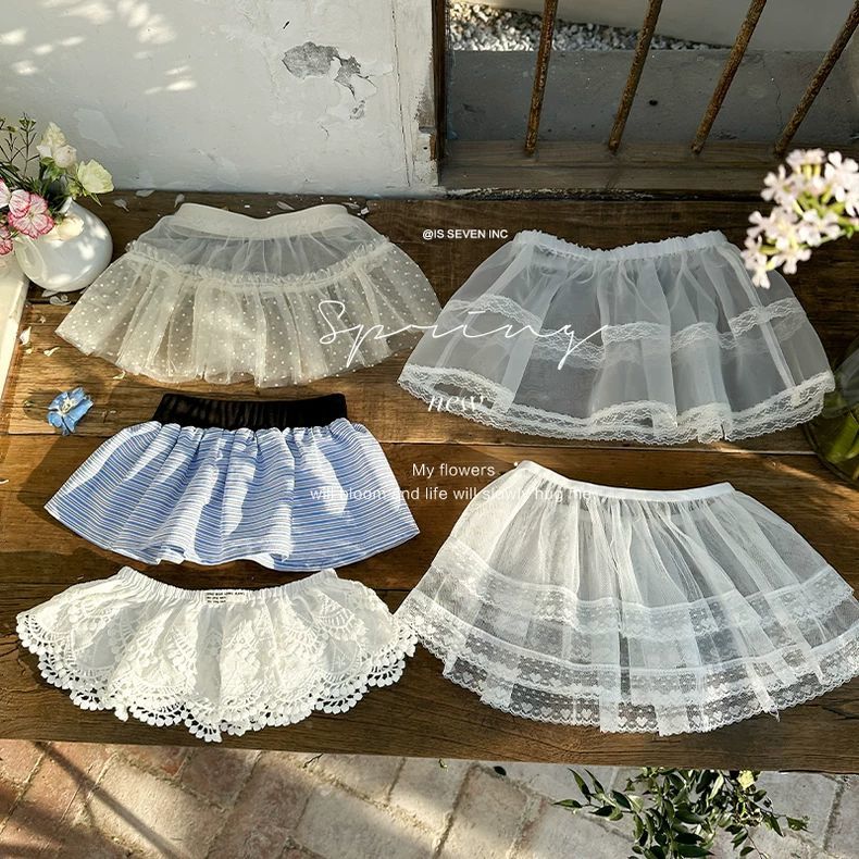 儿童装韩版网纱屁帘系列春装新款蕾丝花边女宝叠穿百搭半身纱裙