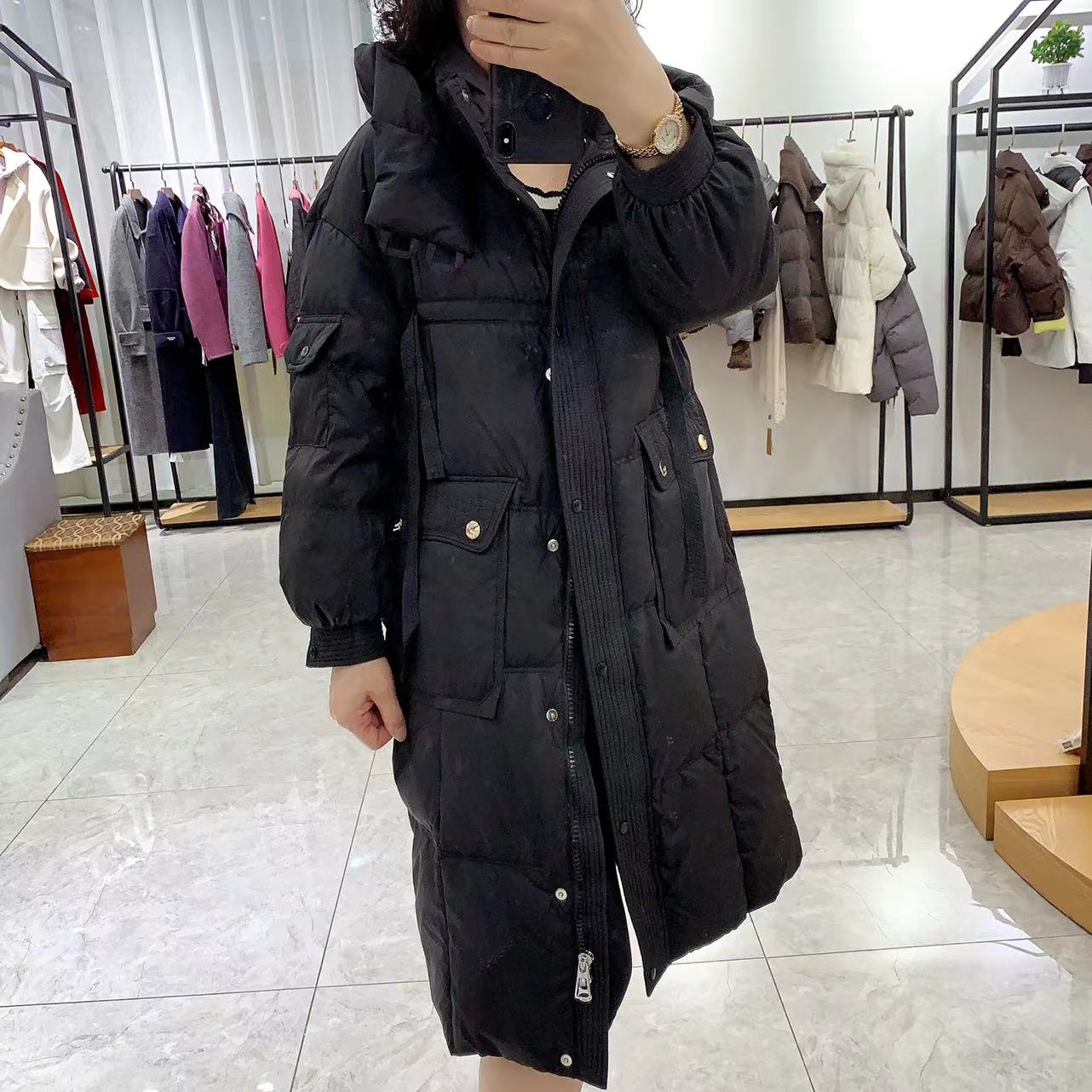 长款连帽羽绒服a010