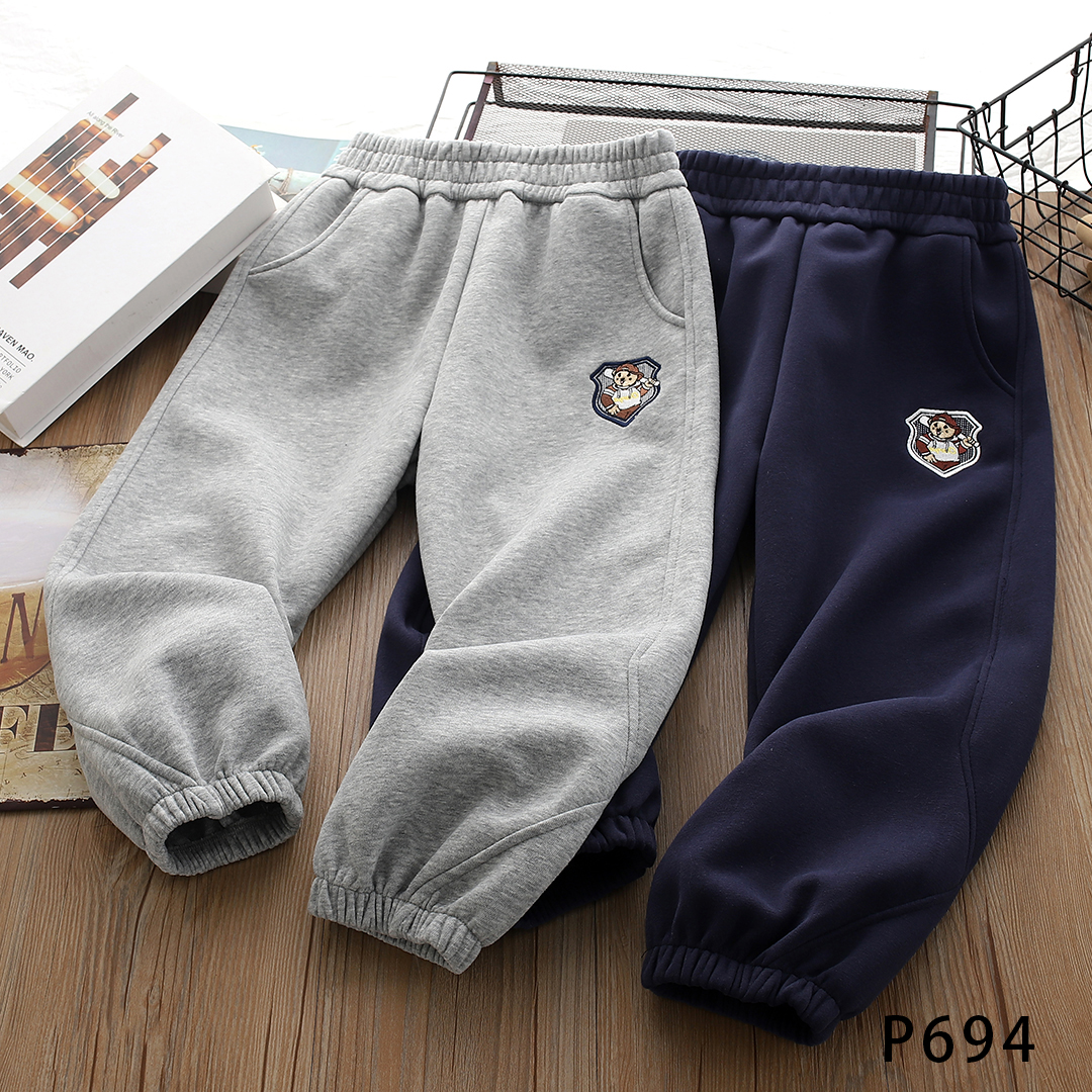 P694卡通刺绣儿童长裤