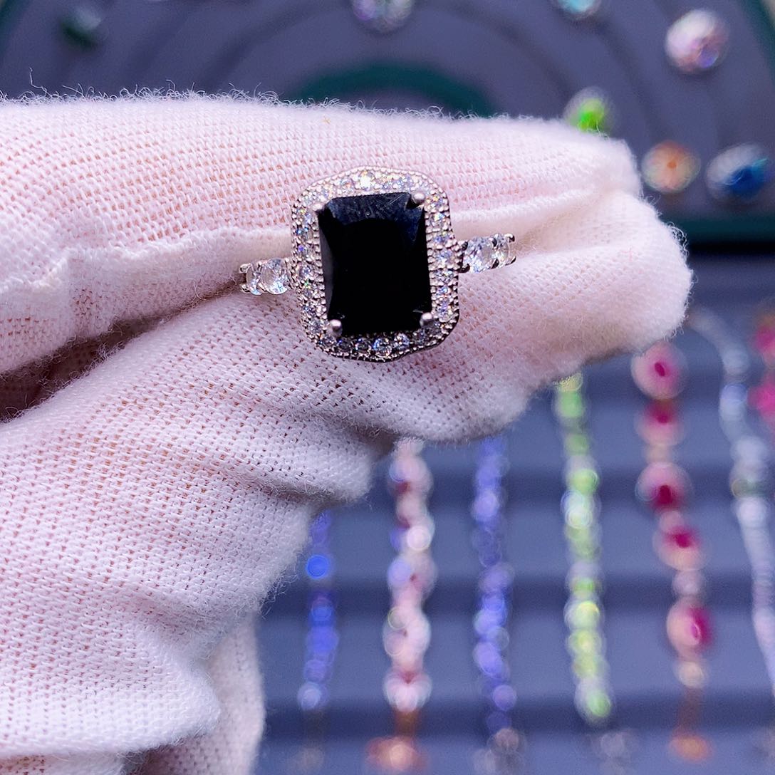 蓝宝石戒指银S925镶嵌