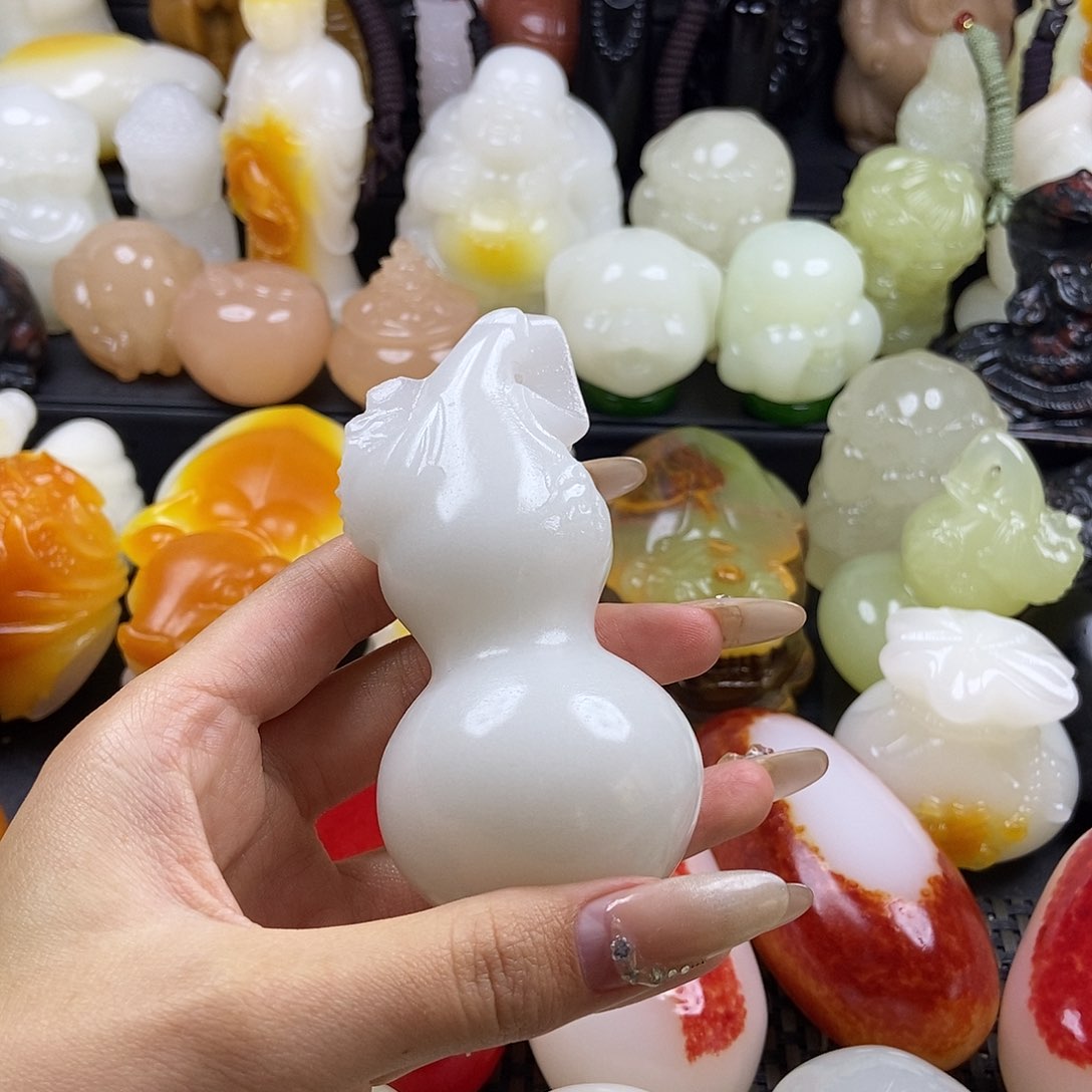 无花朵原石雕刻把件葫芦