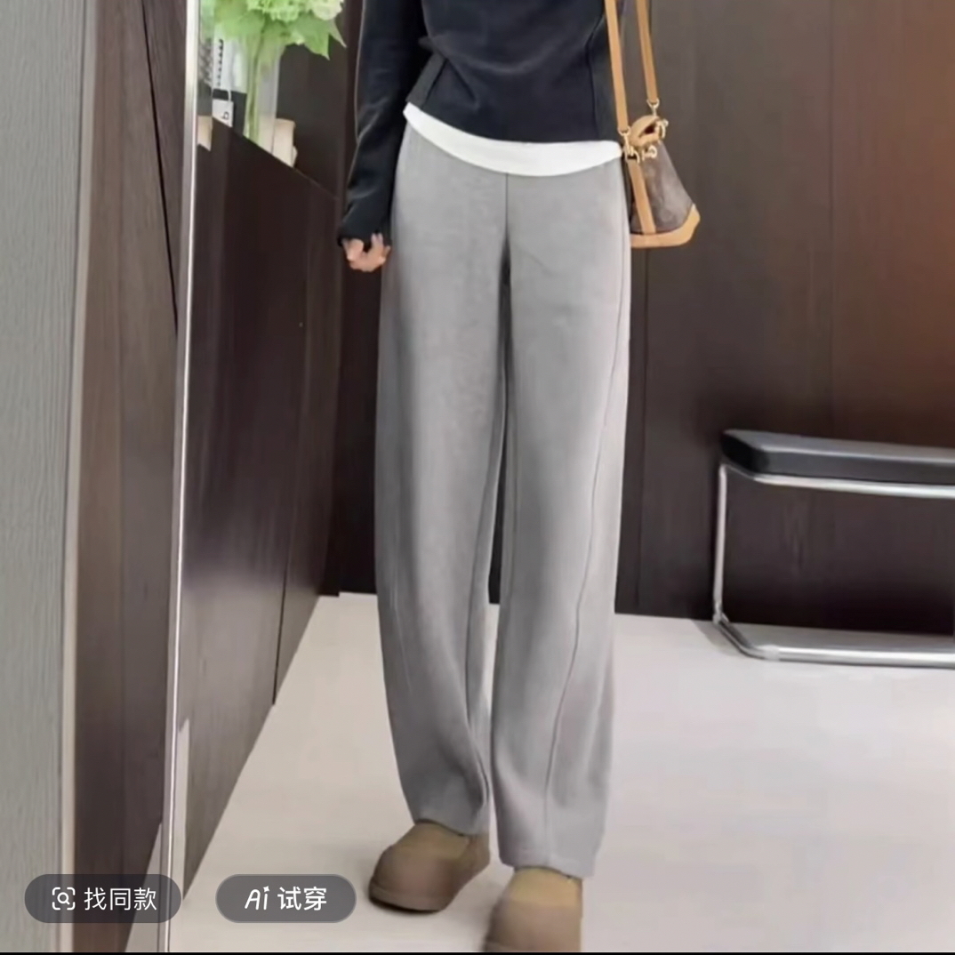 【蚕 丝羊 绒】冬季休闲高腰香蕉裤洋气慵懒派显瘦垂感百搭时尚108