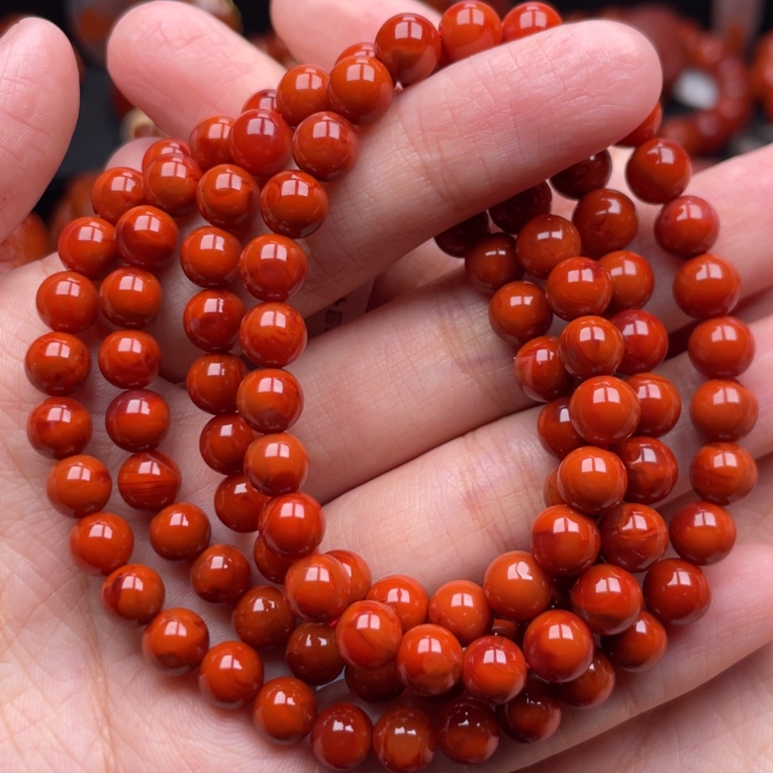 南红玛瑙未镶嵌珠宝奇石多圈7mm