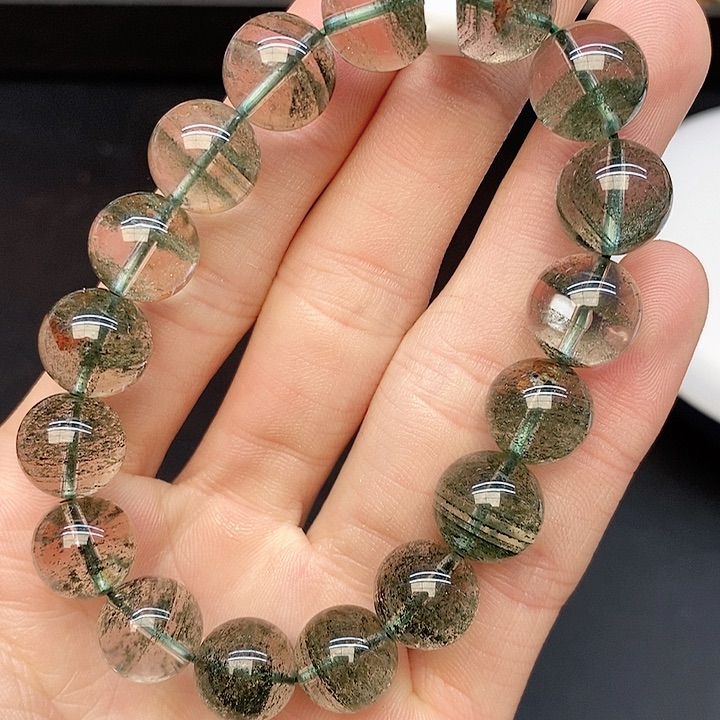 水晶手链未镶嵌11绿幽灵11mm