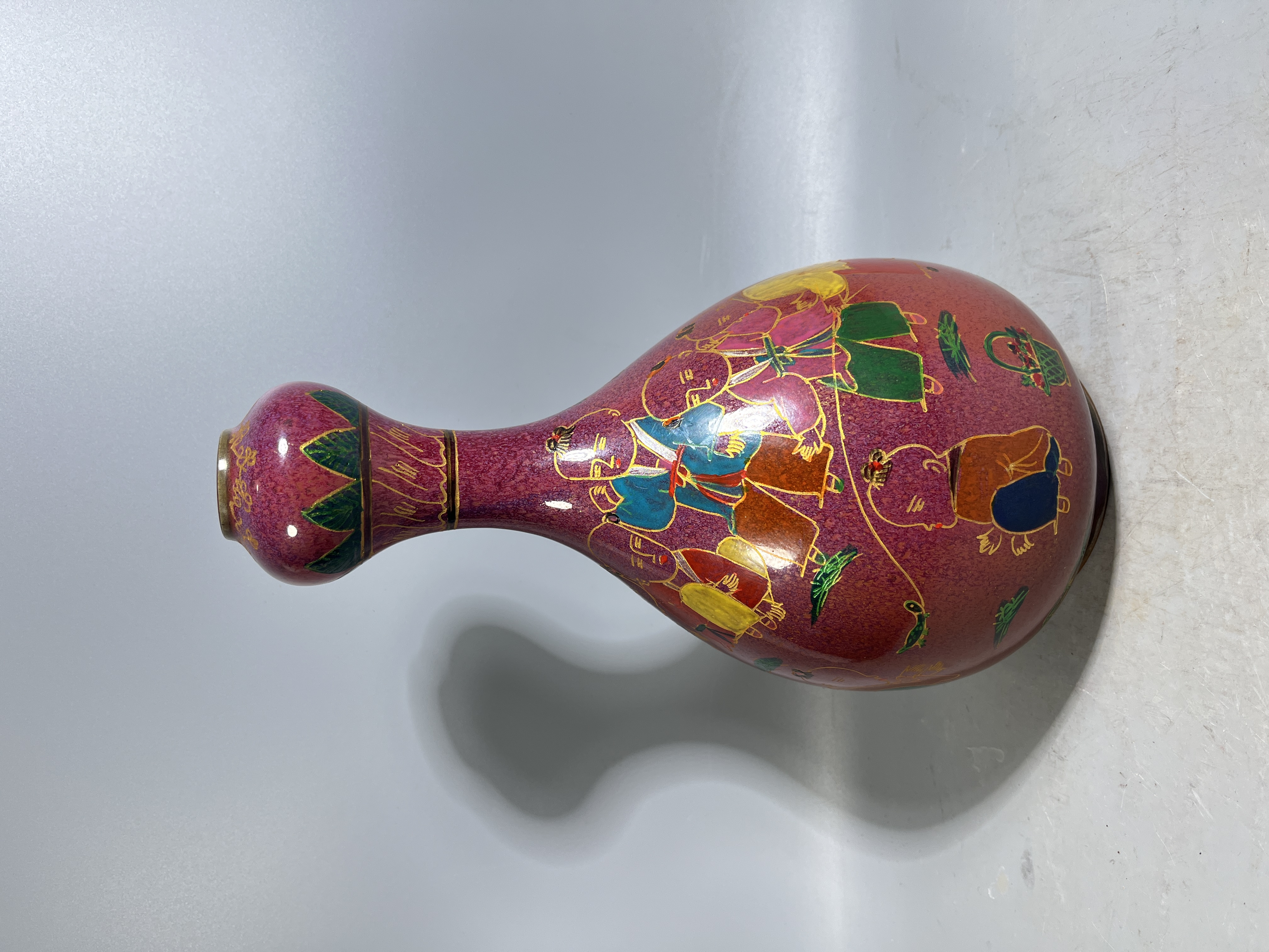 钧窑描金绘彩带诗文蒜头瓶，喜欢可私聊或拍下！