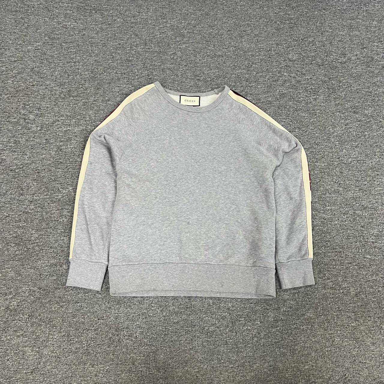 95新 GUCCI/古驰 袖子串标logo 灰色圆领卫衣 xs码