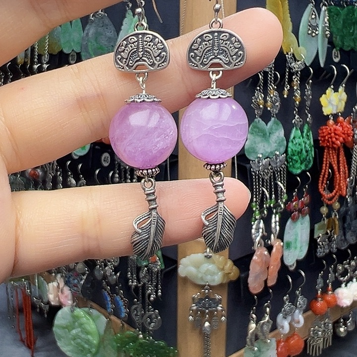 耳饰紫晶银S925镶嵌