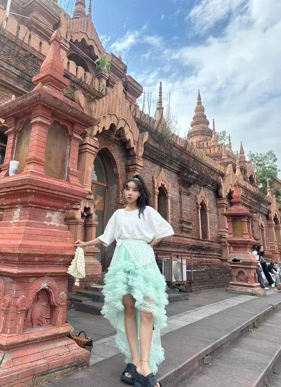 风华珏zl（晚星）早秋网纱时尚法式中长款半身裙蕾丝