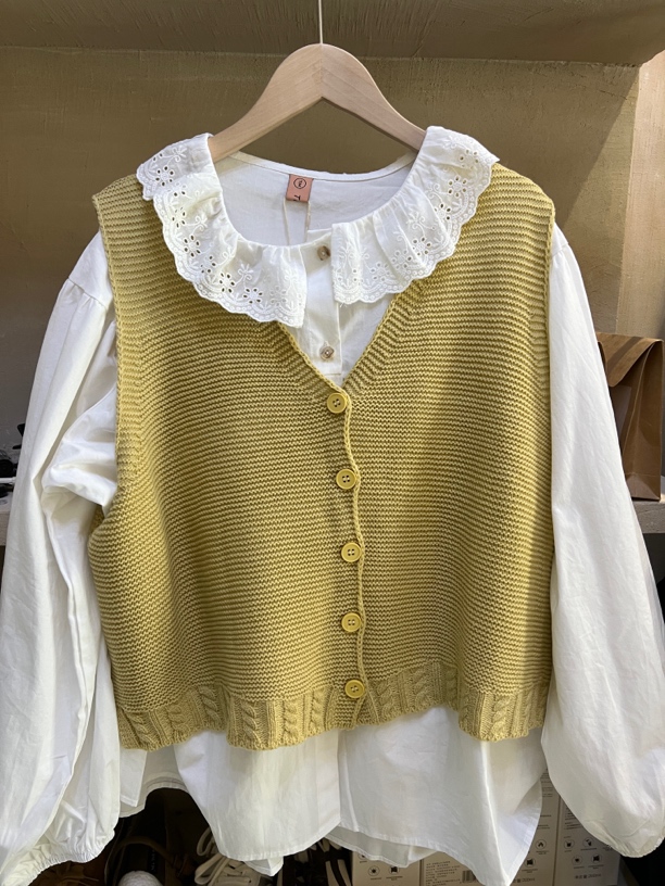 针织马甲俩色春款女士马甲开衫