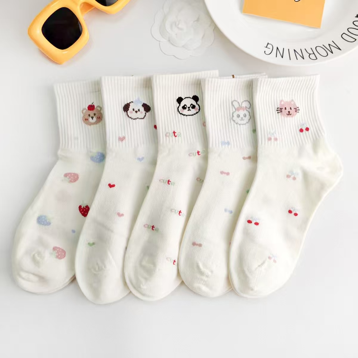 【1号】四季女袜按号下单秋季棉袜5双