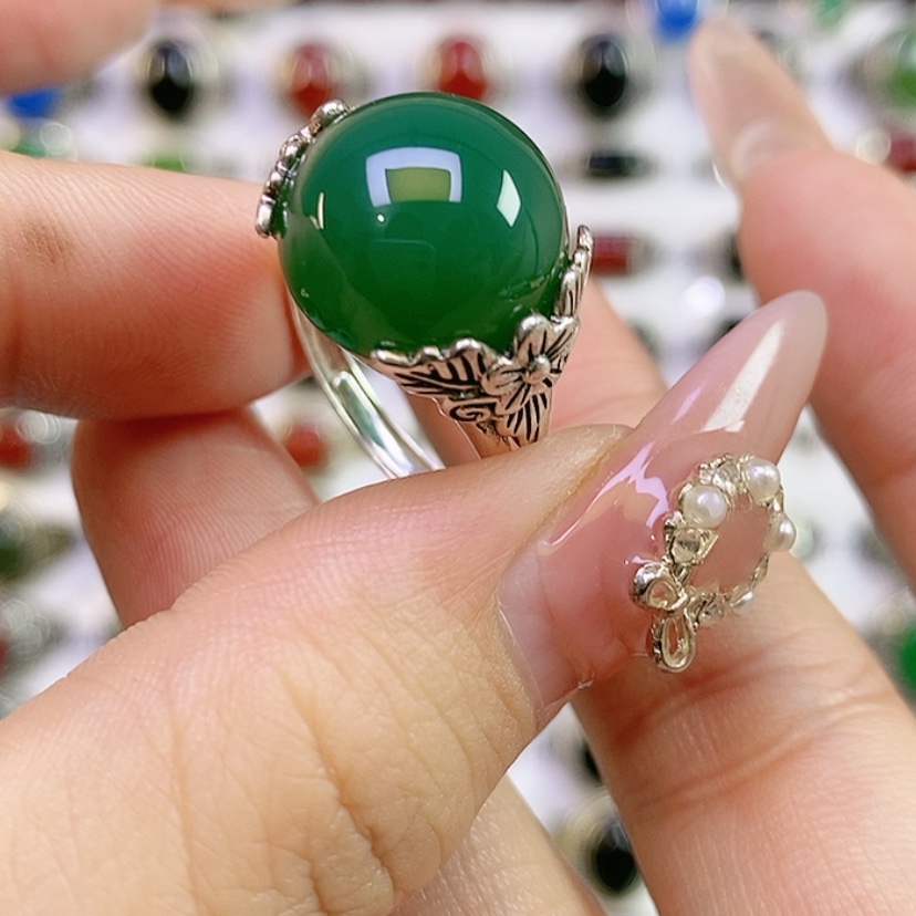 【闪购商品】银S925镶嵌戒指玛瑙/玉髓