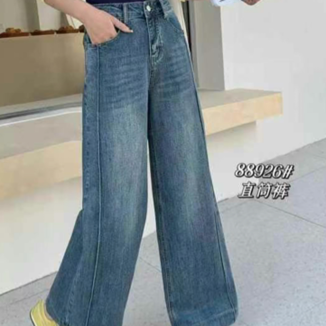 新款韩版时尚百搭显高蓝色直筒裤（88926）