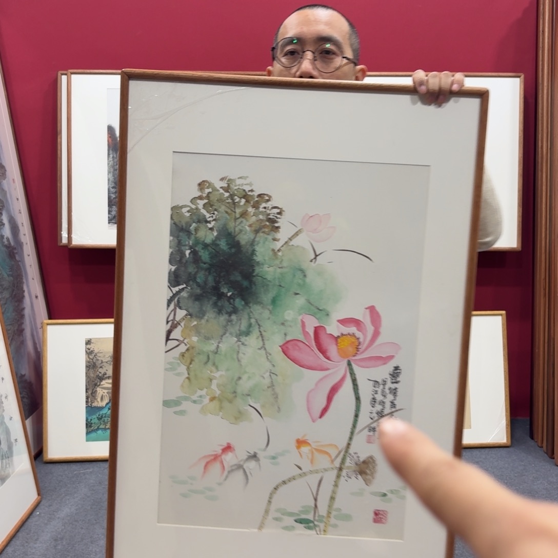国画手绘作品带框60成90