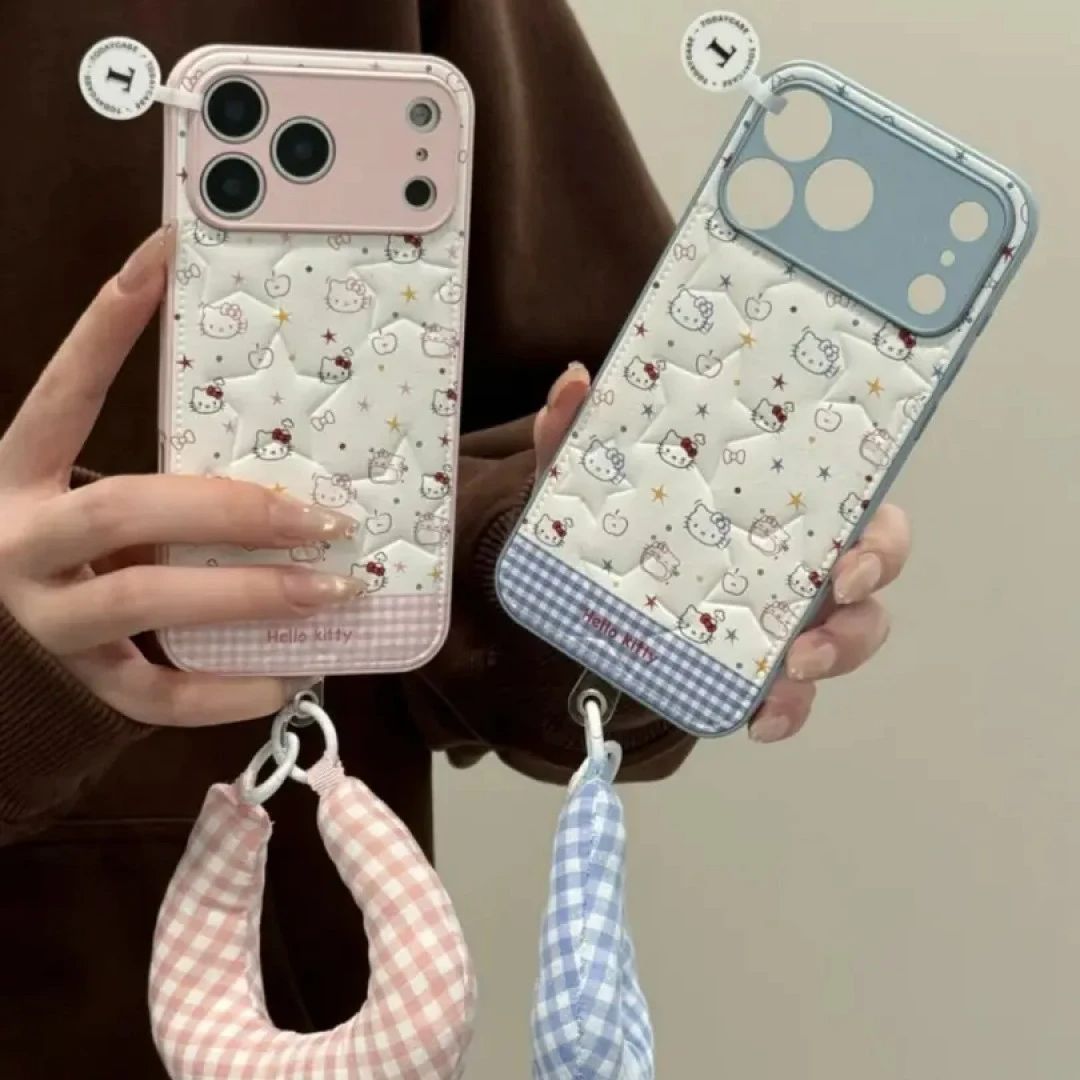 粉蓝蝴蝶结线条kt五角星压纹手机机壳适用iPhone17promax/16精孔