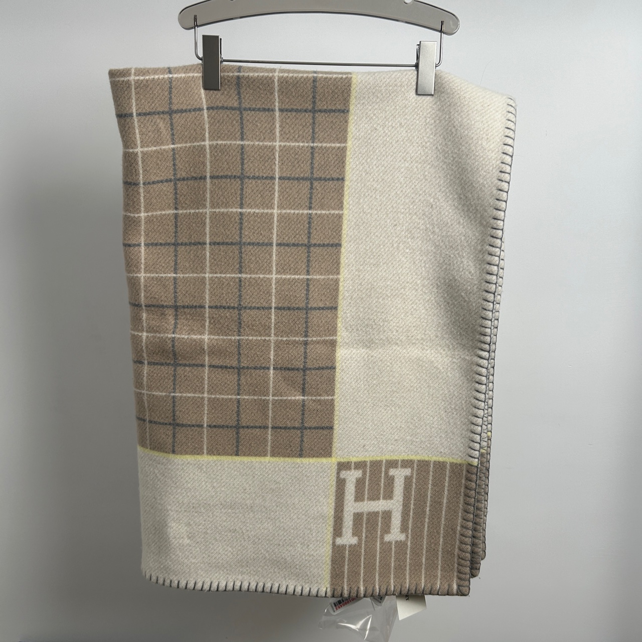 99新 Hermes/爱马仕 格纹拼色围巾 GM002523