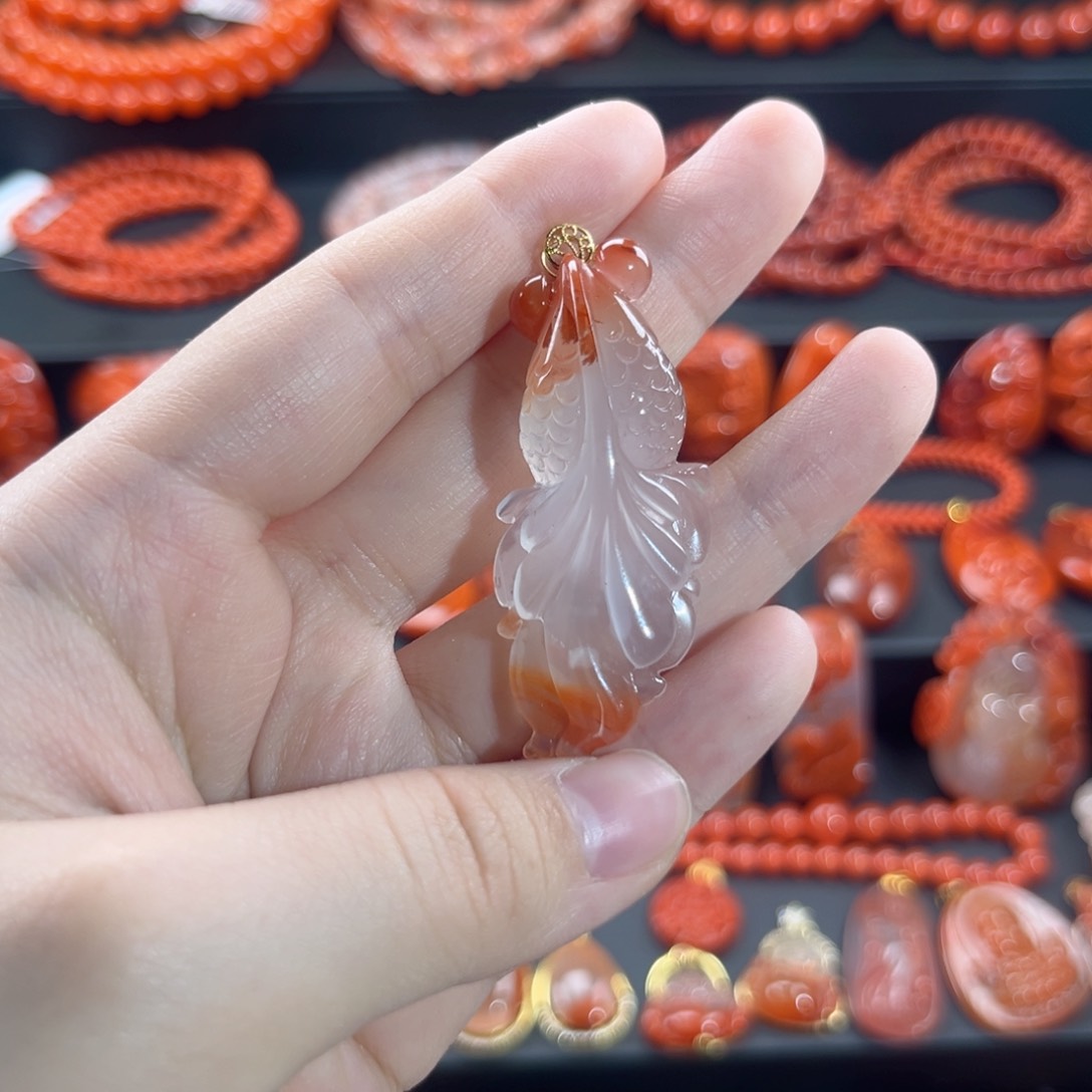 南红玛瑙南红18K金镶嵌