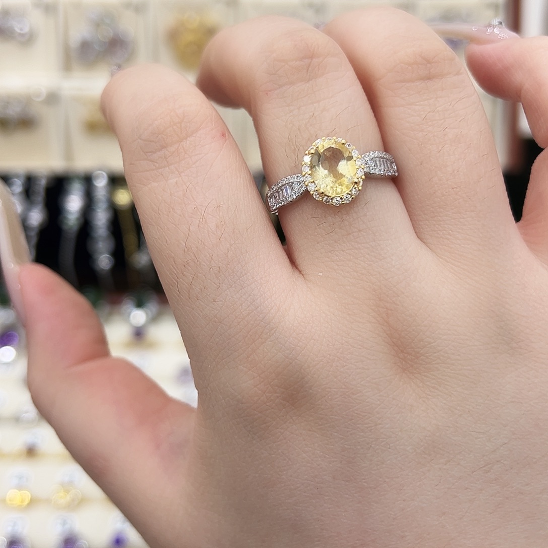 土***）戒指银S925镶嵌水晶