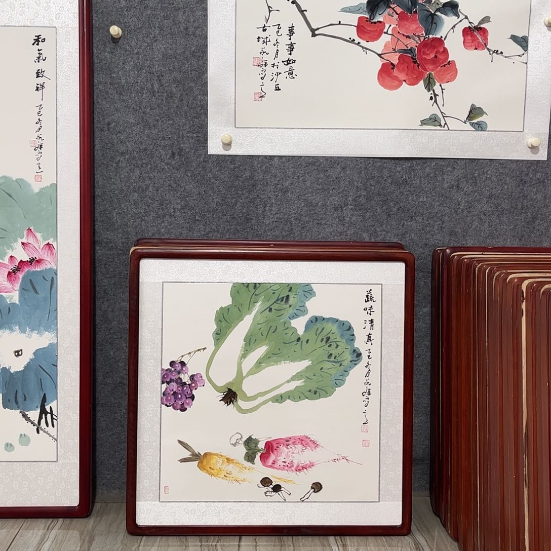 国画书画作品带框63×63