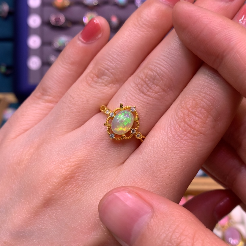 【闪购商品】欧泊戒指款式银S925镶嵌小**游