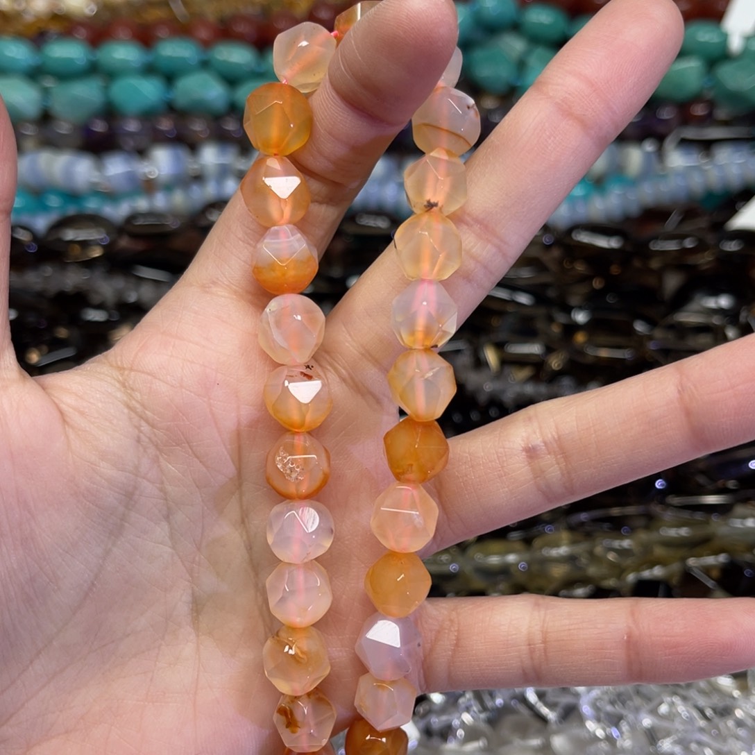 玛瑙/玉髓散珠盐源玛瑙卡10一条