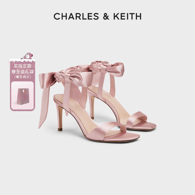 CHARLES & KEITH【圣诞战靴】缎面绑带细高跟鞋蝴蝶结CK1-61720177