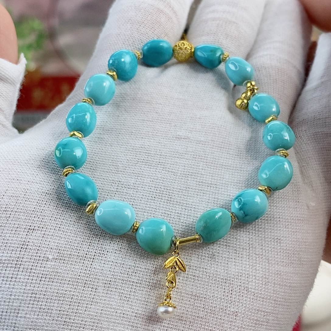 绿松石珠宝奇石18K金镶嵌