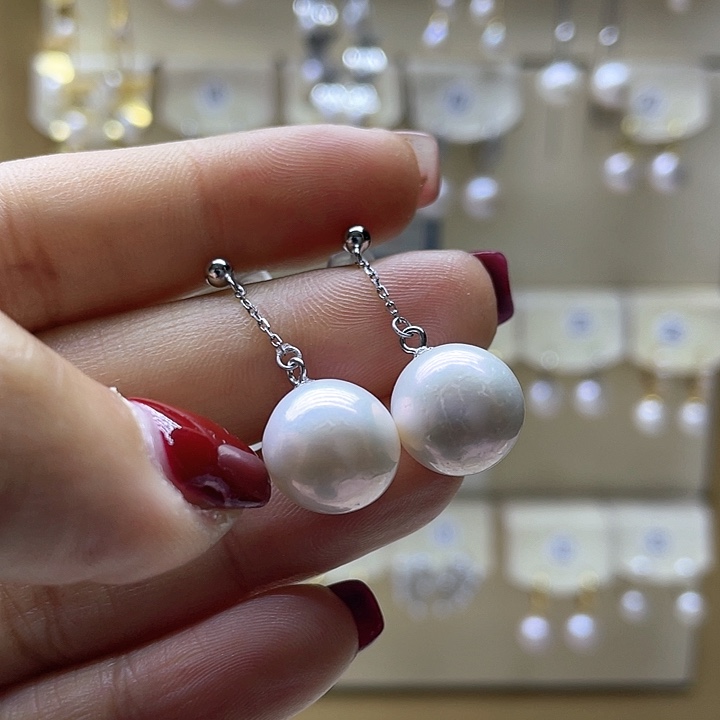 淡水珍珠耳饰银S925镶嵌