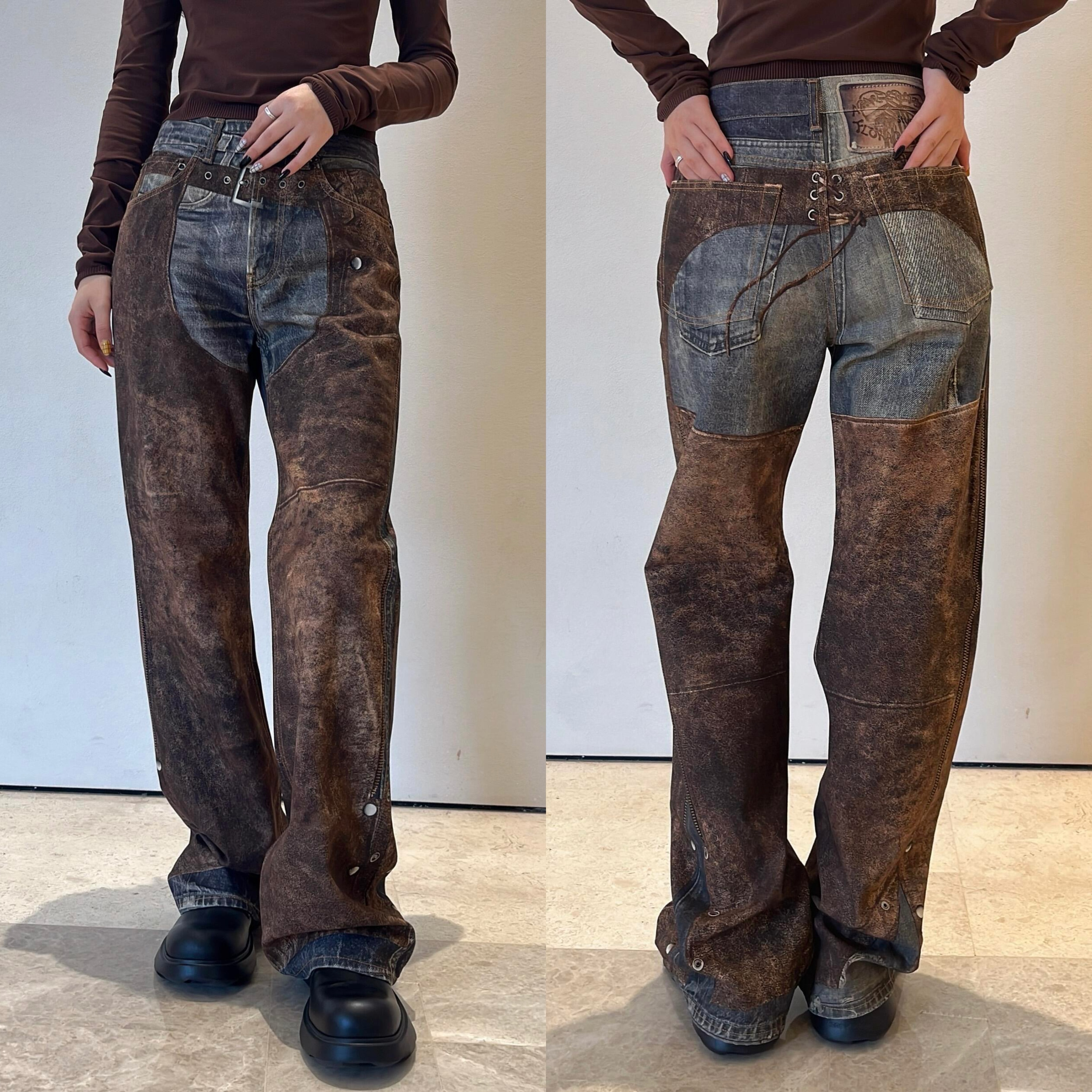 鹿晗同款AC+新款蓝光高清3D打印直筒牛仔裤