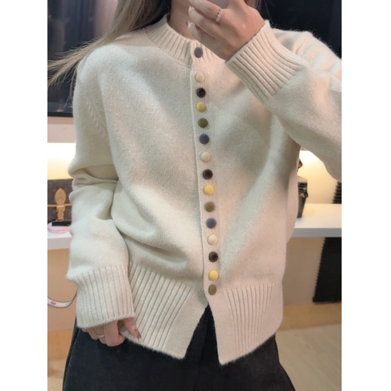 /DANDAN/  m豆~圆领彩豆开衫毛衣女软糯好穿~304