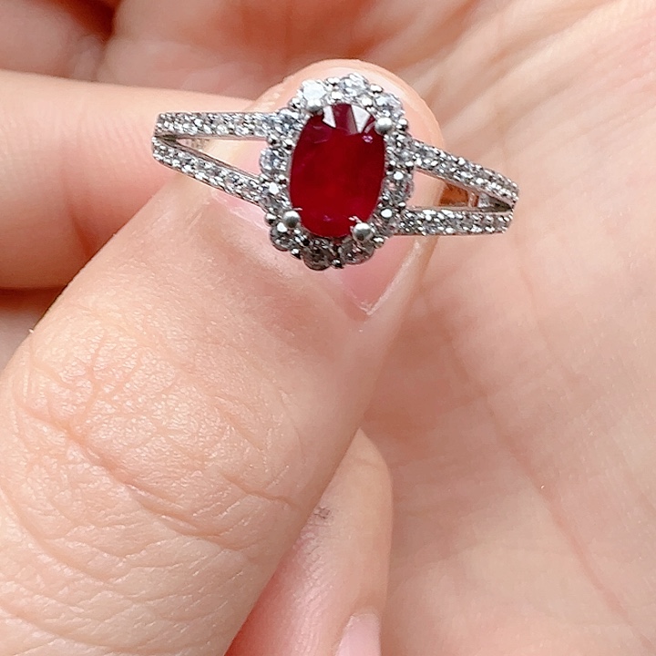 红宝石银S925镶嵌戒指