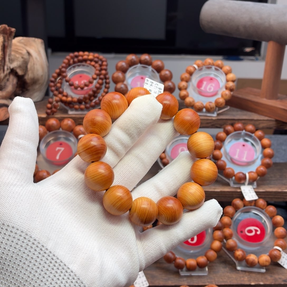 八***八柏木（崖柏）手串/手链18骨料玉化