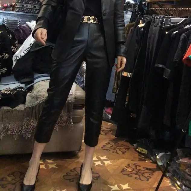 （现货）2025秋冬新款高品松紧腰铁链皮脚裤