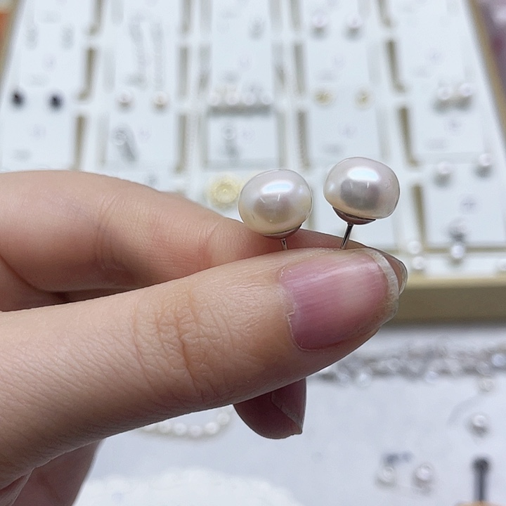 淡水珍珠耳饰银S925镶嵌万*澜