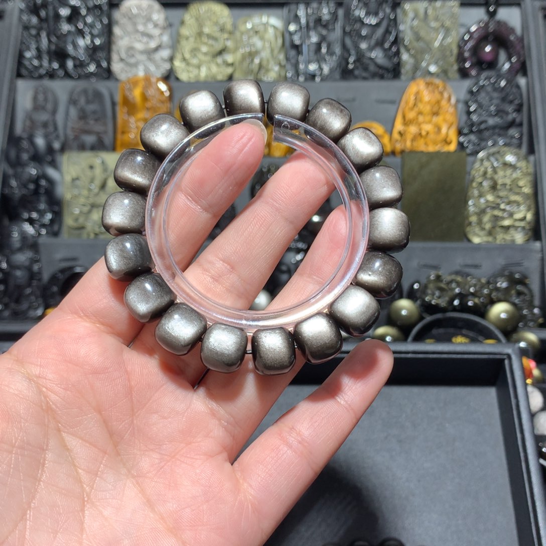 黑曜岩手串未镶嵌猪*-