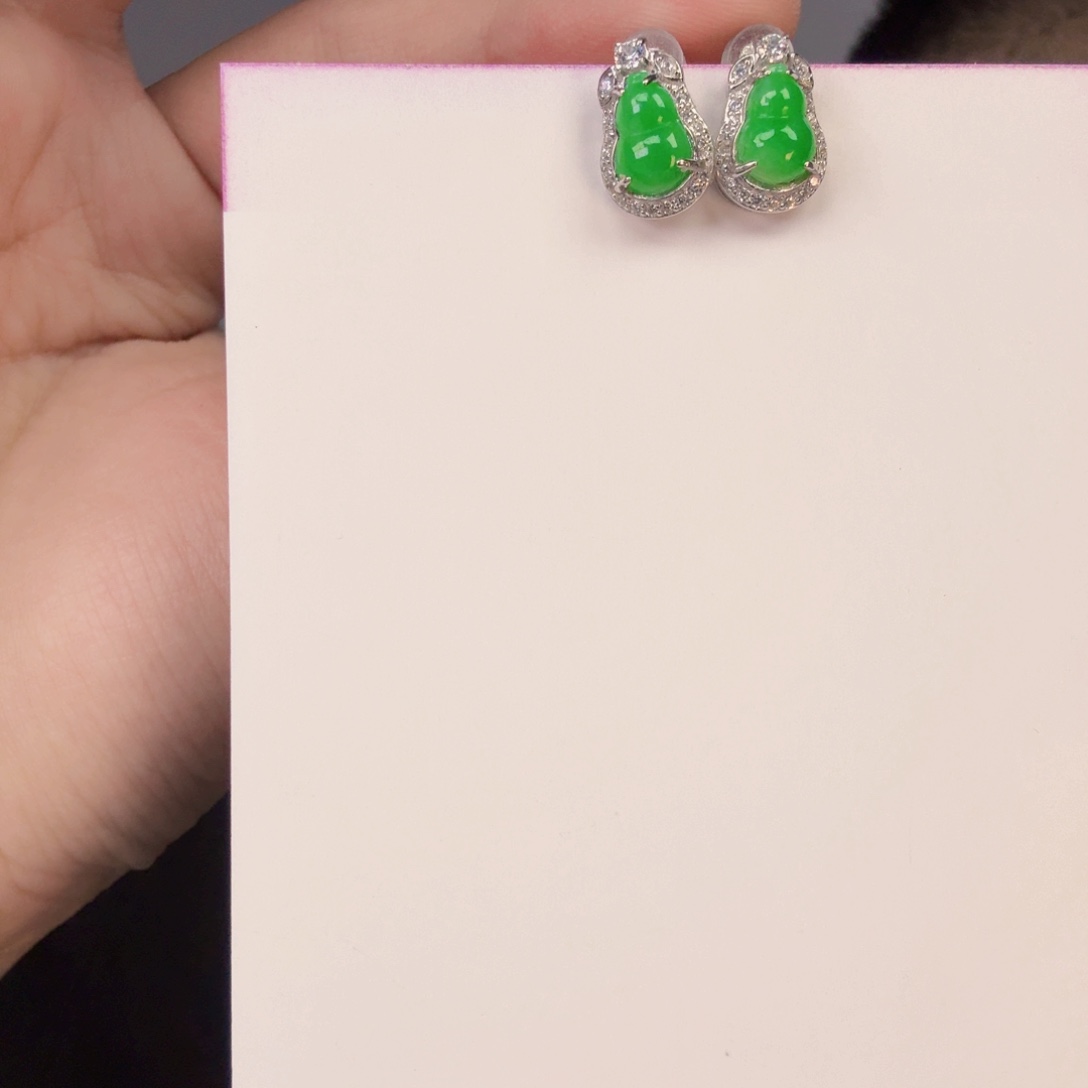 翡翠颈饰银S925镶嵌一对