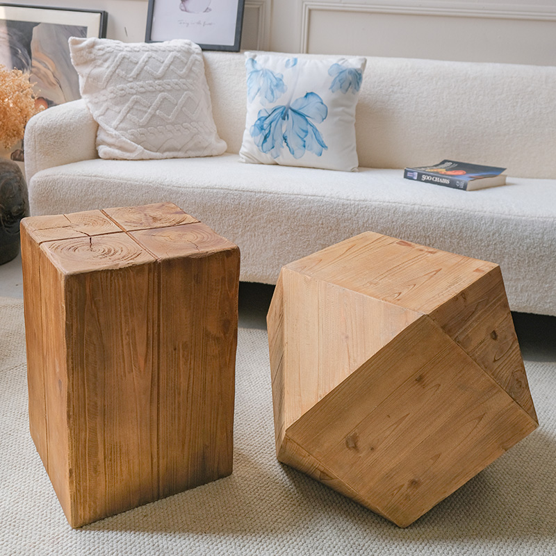 匠农全实木小木蹲小茶几凳子花架异行创意实木小茶几复古民宿