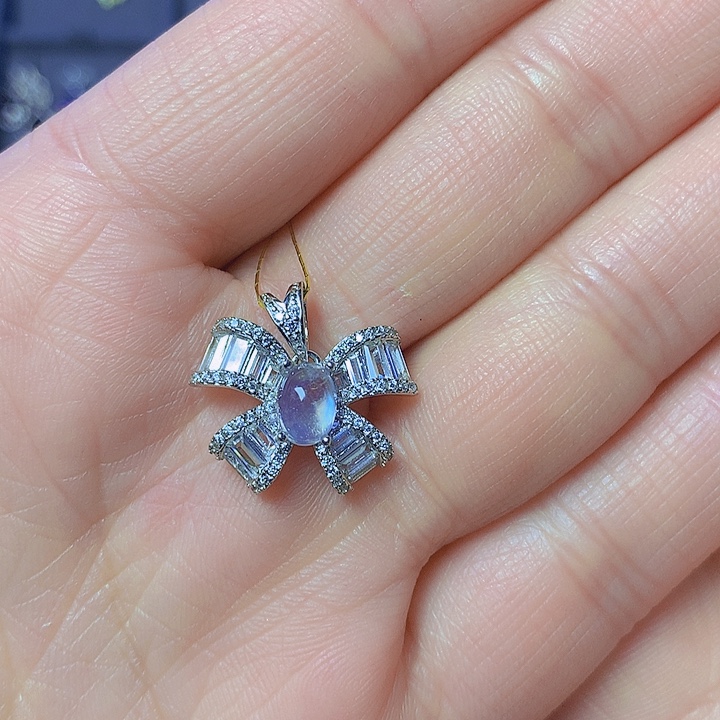 月光石吊坠(不含链)银S925镶嵌鲟