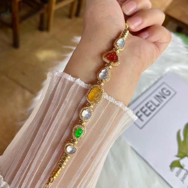 天然A货翡翠18K金镶嵌高冰豆子蛋面爱心葫芦貔貅佛公路路通吊坠