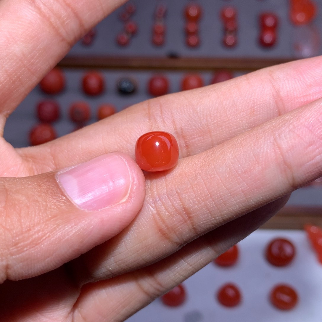 南红玛瑙瓦西玫红老型8.4×7.5未镶嵌微纹