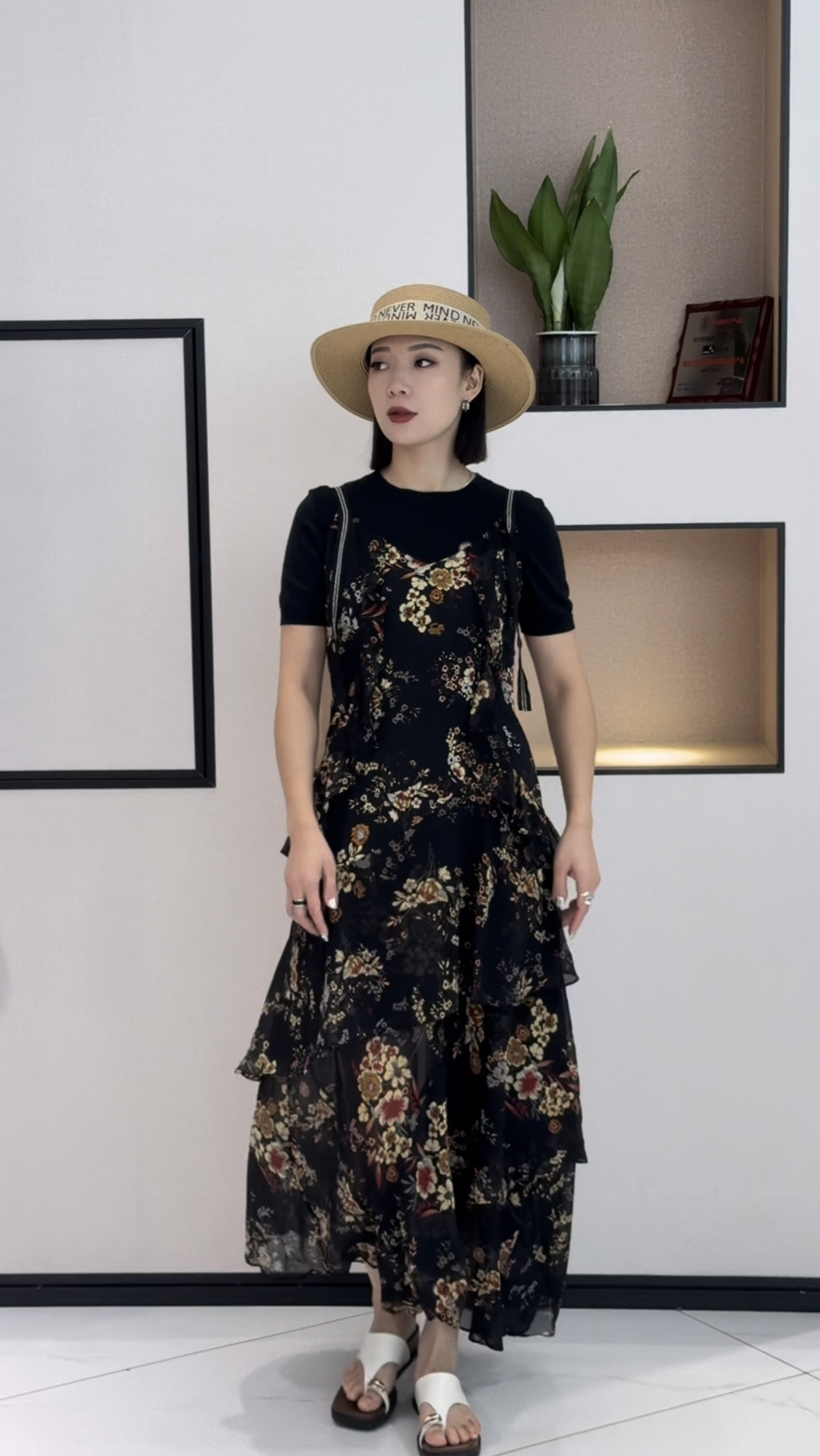 YINGMEI-迎美  碎花吊带连衣裙