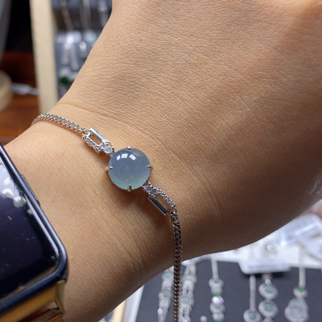 翡翠颈饰银S925镶嵌翡翠手链