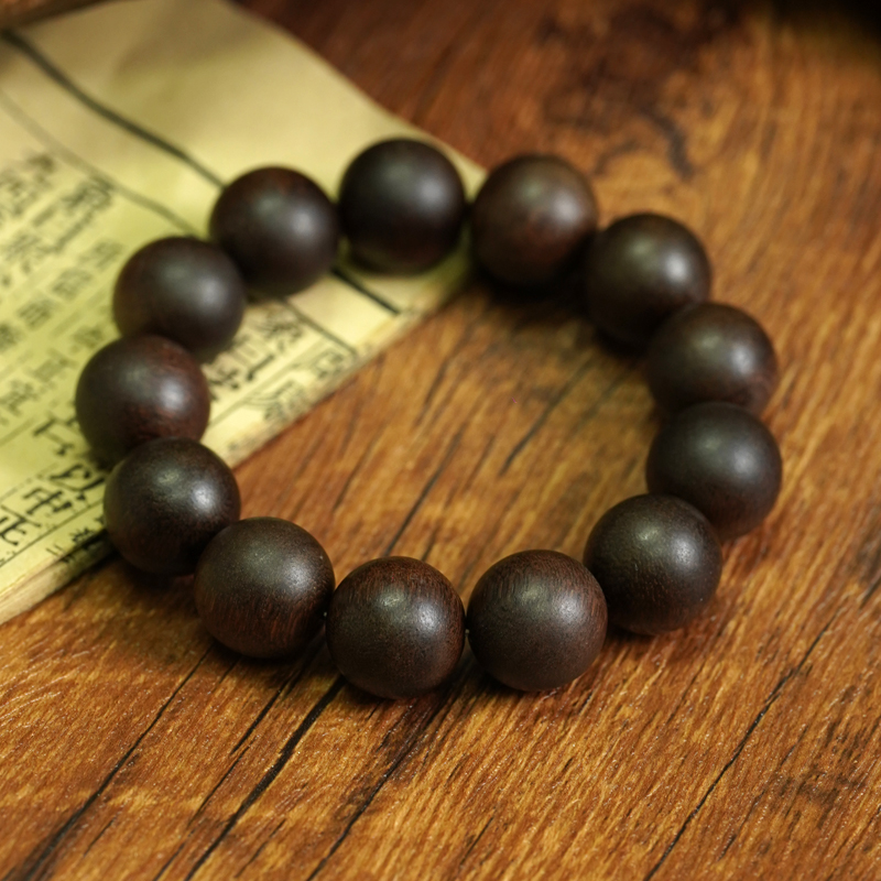 富森红土金丝留疤满结天然野玉化沉香老料17mm单圈手串