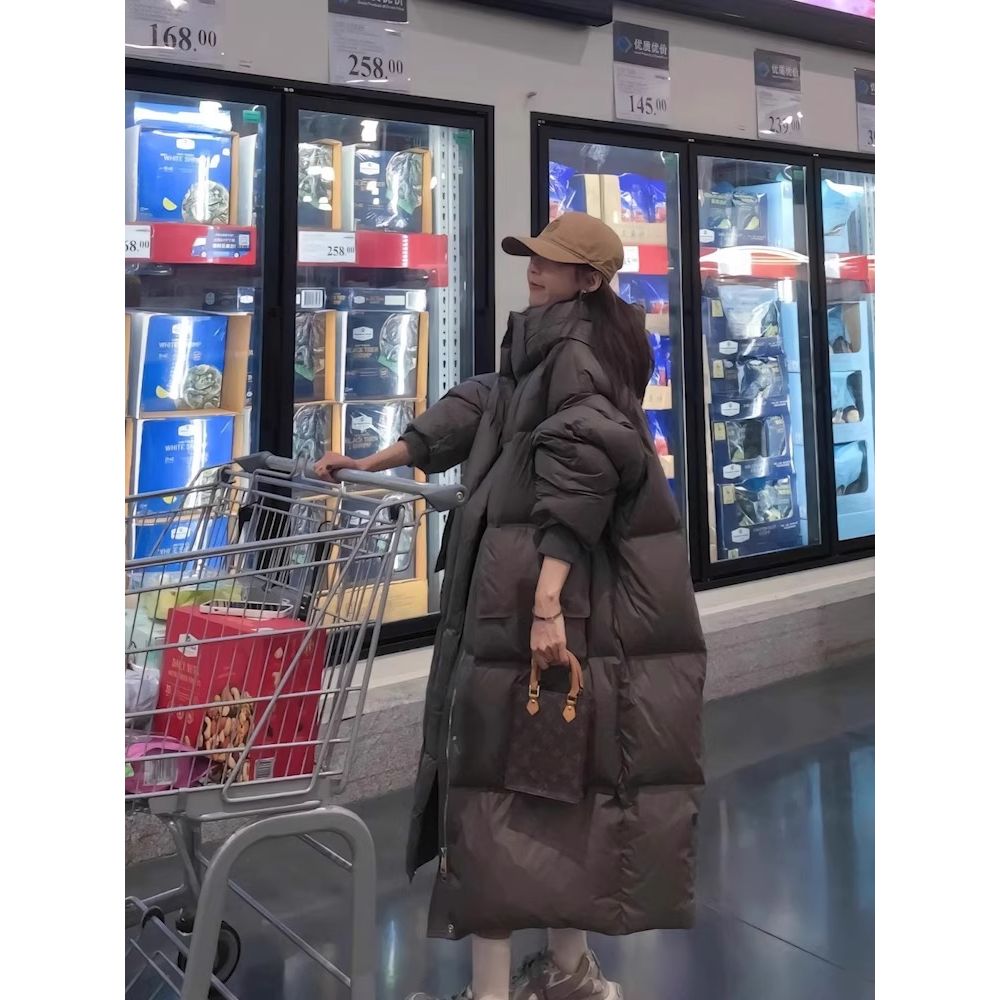 2025年新款羽绒服女中长款大被子过膝设计感时尚加厚白鸭绒865