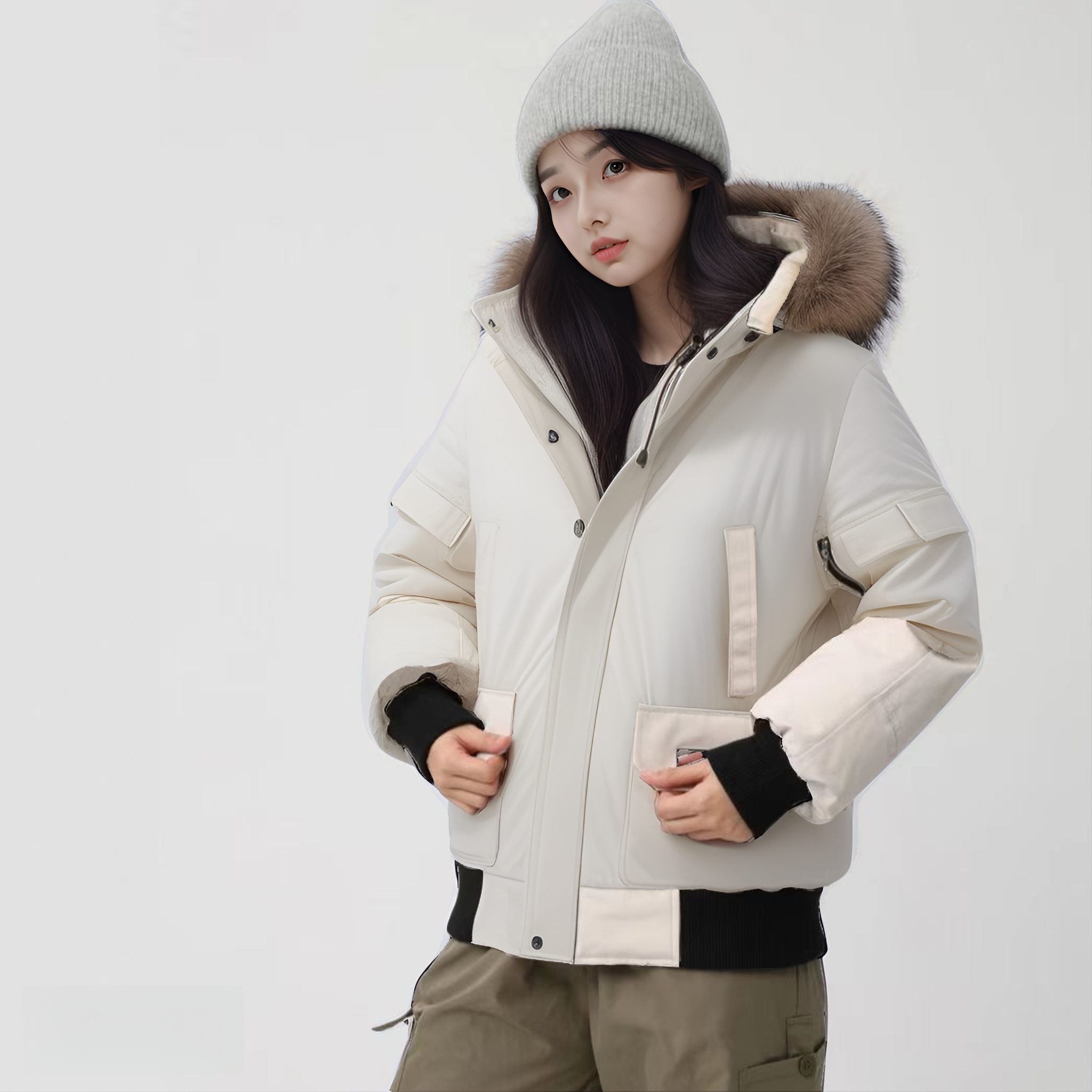 极寒户外飞行夹克羽绒服2025新款工装派克短款情侣同款羽绒服988